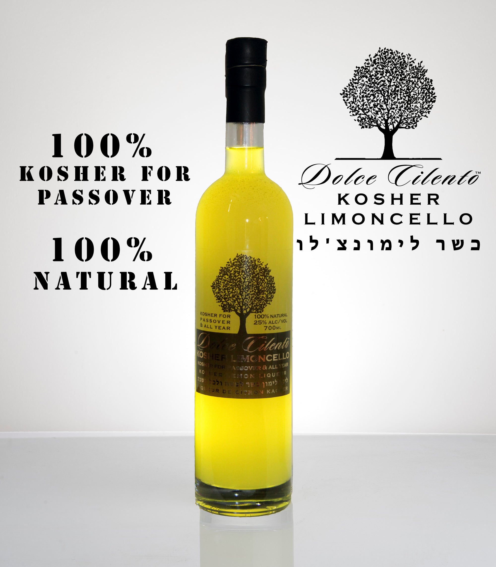 Dolce Cilento Kosher Limoncello, 750ml, 25% Passover & All Year 100% Natural USA Only