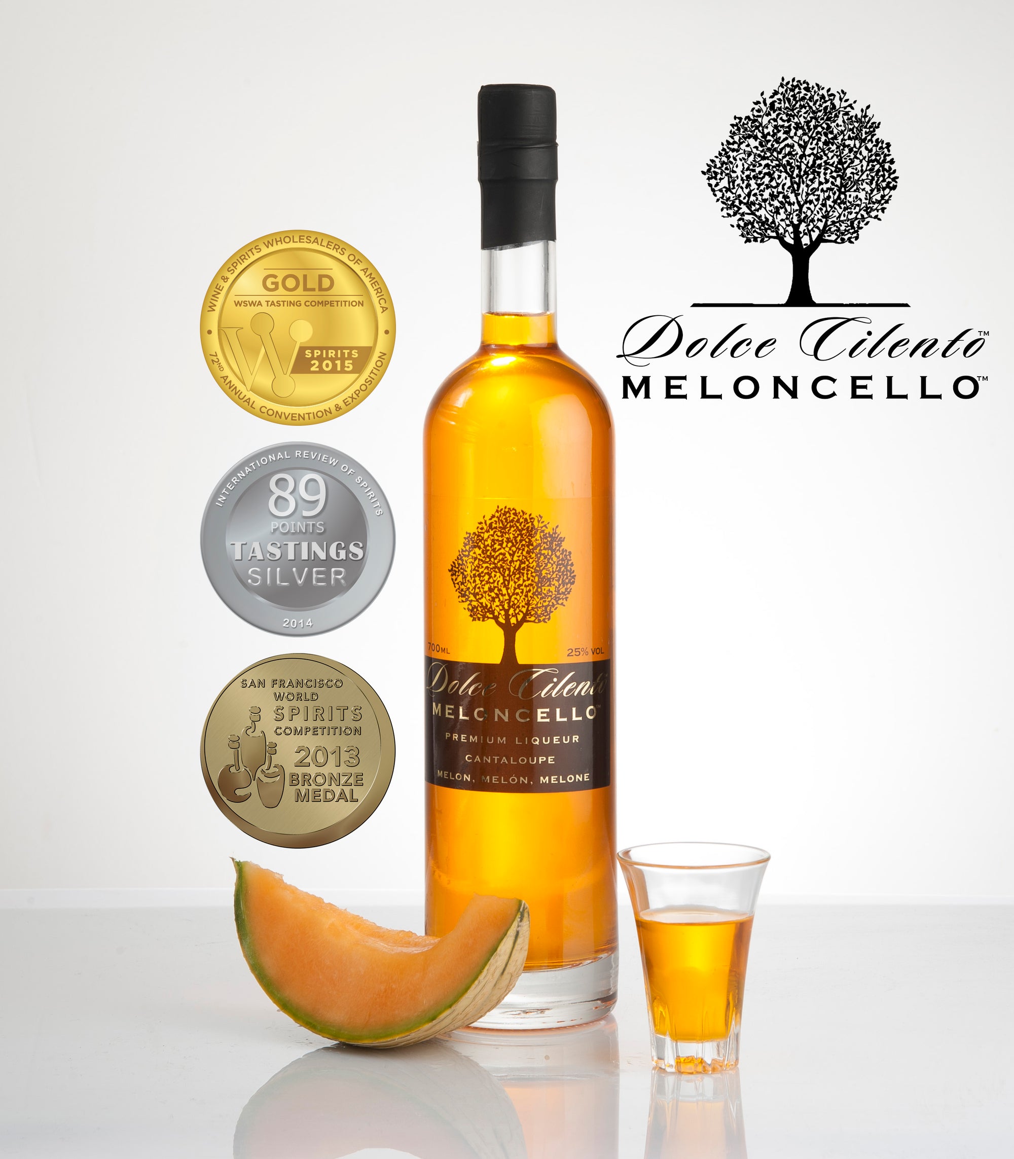 Dolce Cilento Meloncello 700ml, 25% (Cantaloupe Melon Liqueur) 3 Medals